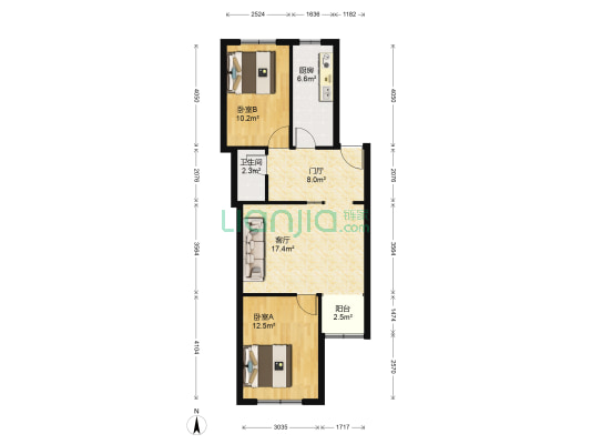 农影小区 2室1厅1卫 77平方