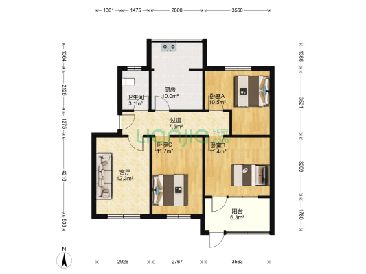 工经委小区 3室1厅1卫 86平方