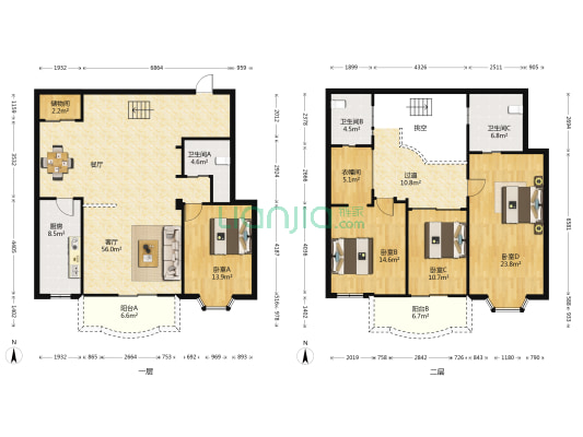 阳光城一区  4室1厅3卫 205平方