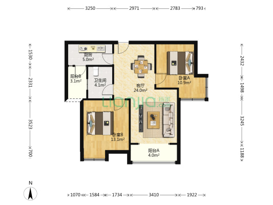 上锦康城B期 2室1厅1卫 78平方