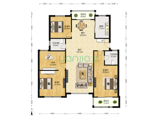 南秀苑 4室2厅2卫 152平方