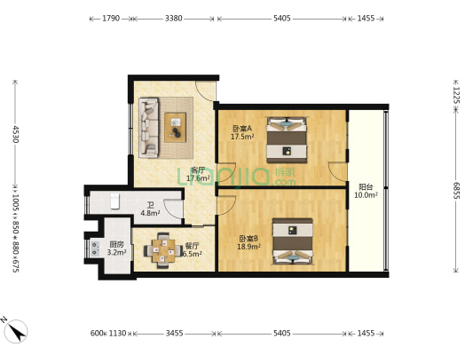 红花园路97号 2室2厅1卫 91平方