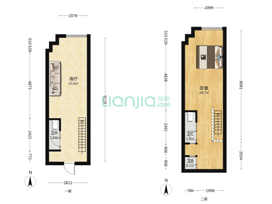 高新芳华 1室1厅3卫 39平方