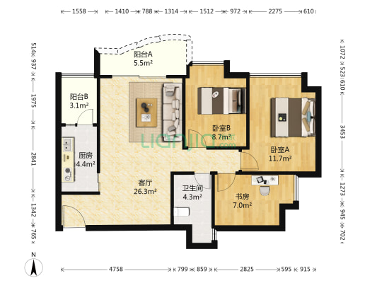 泰雅园 3室1厅1卫 84平方