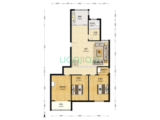 东泰雅园 2室1厅1卫 118平方