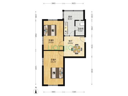 拖拉机厂家属楼 2室1厅1卫 66平方