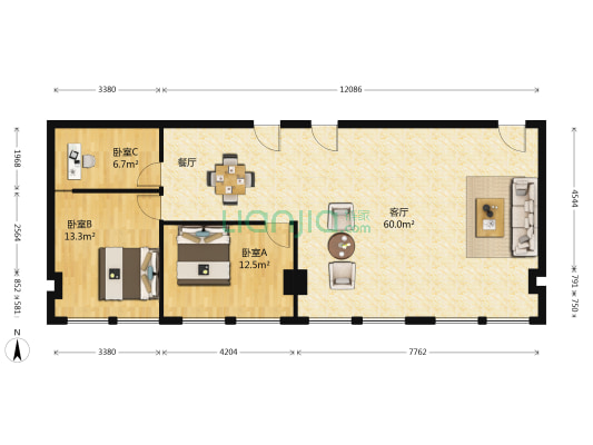 经典广场 3室1厅0卫 64平方