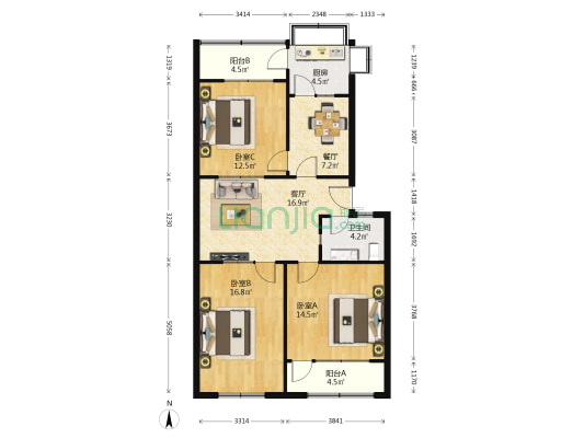 省邮印家属院 3室2厅1卫 100平方
