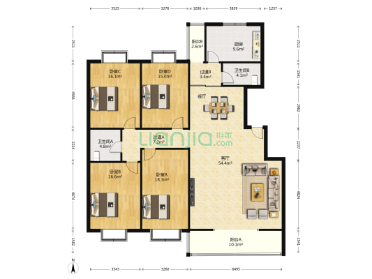 武警小区(未央) 4室1厅2卫 184平方