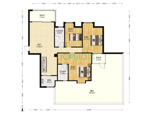 首丹雅苑 3室1厅2卫 127平方