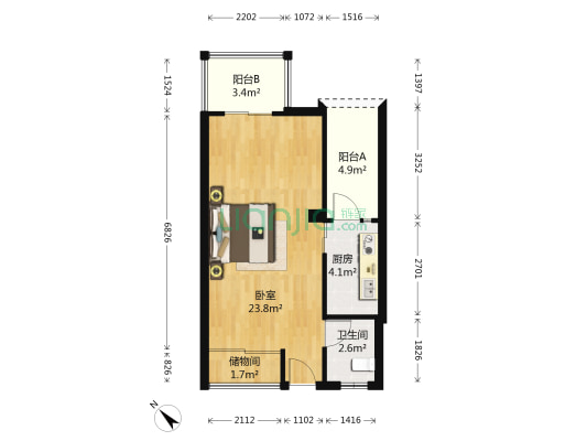 正成香域 1室0厅1卫 46平方