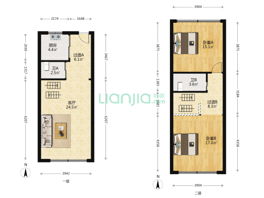 宇达名城 2室1厅2卫 62平方