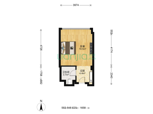 盛合麗晶酒店 1室0厅1卫 41平方