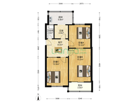 煤仓街5号院 3室1厅1卫 52平方