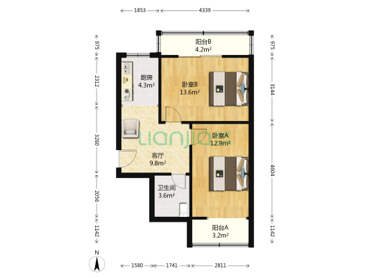 禾家塘岸 2室1厅1卫 59平方