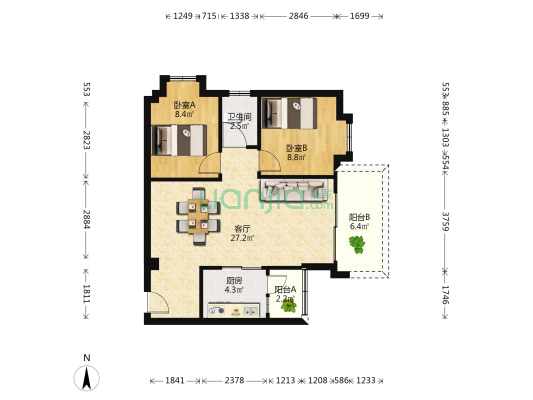 南兴家园 2室1厅1卫 70平方
