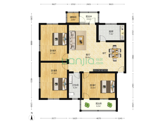 新莲路 3室1厅1卫 134平方