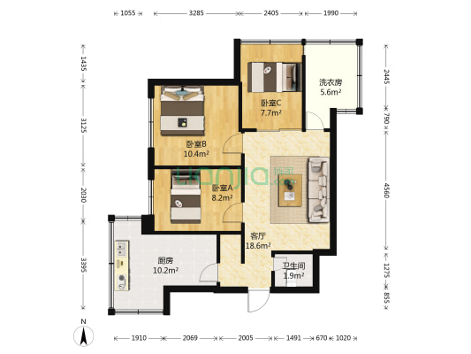 康寿巷15号 3室1厅1卫 65平方