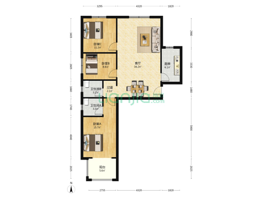安馨佳苑 3室1厅2卫 126平方