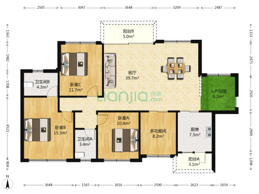 佳兆业东江豪门 4室1厅2卫 130平方