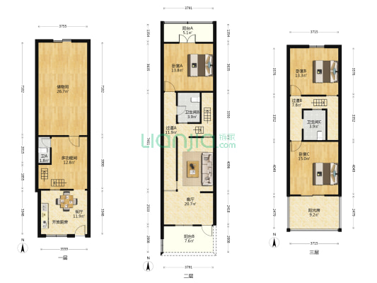 商贸街 4室2厅3卫 143平方