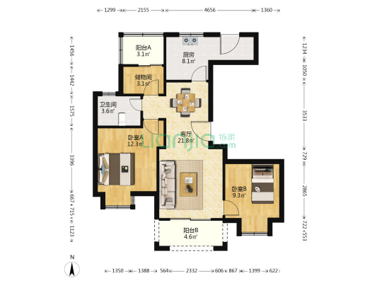 春馨雅居 2室1厅1卫 106平方