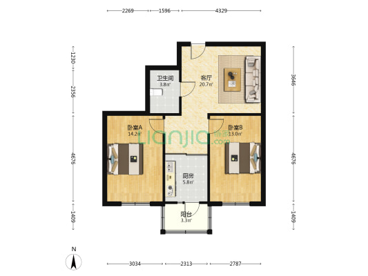 西沟街 2室1厅1卫 81平方