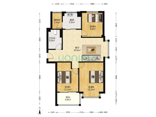 望浦锦园 3室1厅1卫 109平方