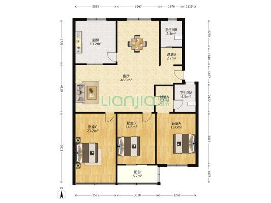 文锦苑 3室1厅2卫 150平方