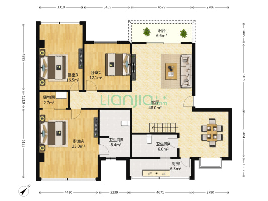 文庙公寓 3室1厅2卫 154平方
