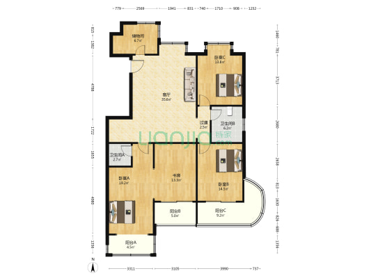 裕豐廣場 4室1厅2卫 167平方