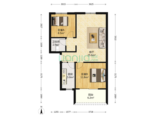 芙蓉苑三期 2室1厅1卫 72平方