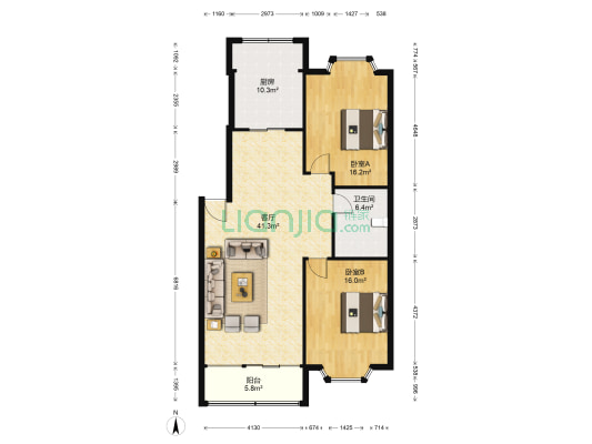 华润公寓 2室1厅1卫 170平方