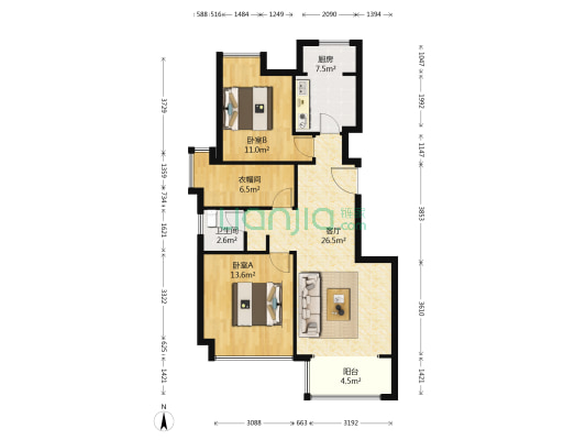 融府 2室1厅1卫 92平方