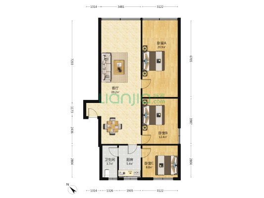斑竹巷街 3室1厅1卫 106平方