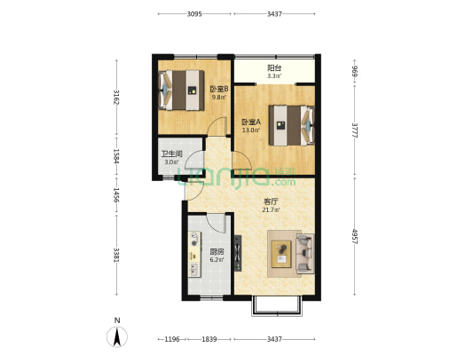 新雅横街1号 2室1厅1卫 72平方