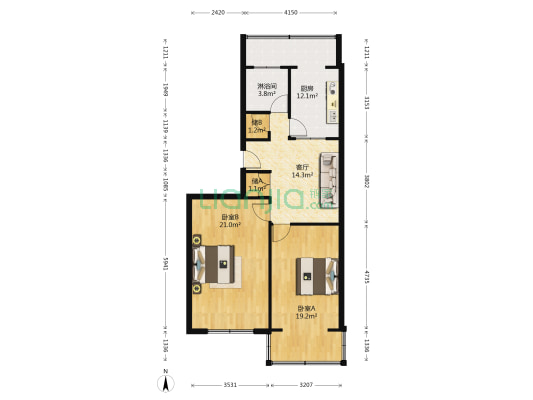 吉顺小区 2室1厅1卫 91平方