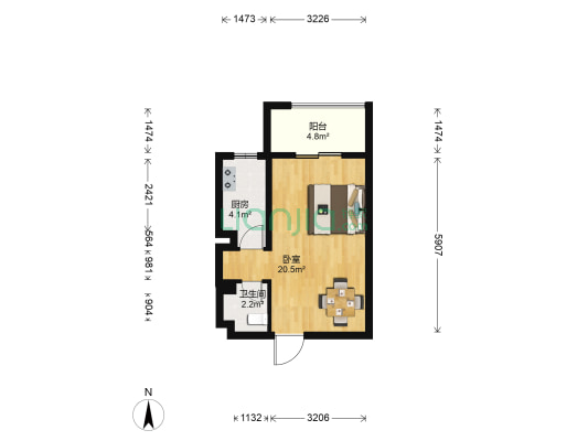 博学尚品 1室0厅1卫 45平方