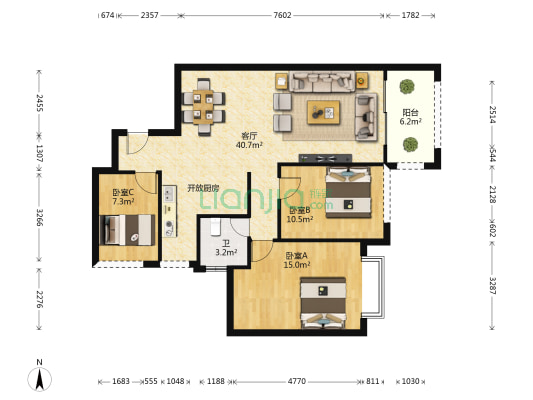 星湖路71号 3室1厅1卫 96平方
