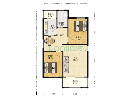 福田花园 2室1厅1卫 79平方