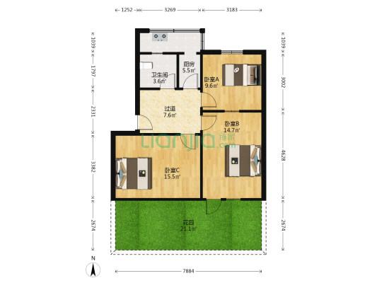新郑路116号院 3室0厅1卫 71平方