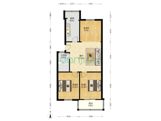 碧林园 3室1厅1卫 89平方