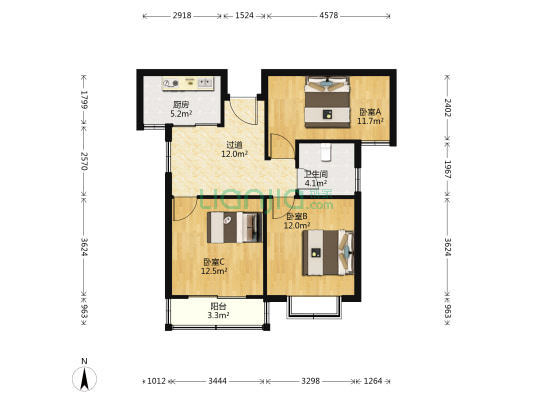 永恒理想公元 3室0厅1卫 89平方