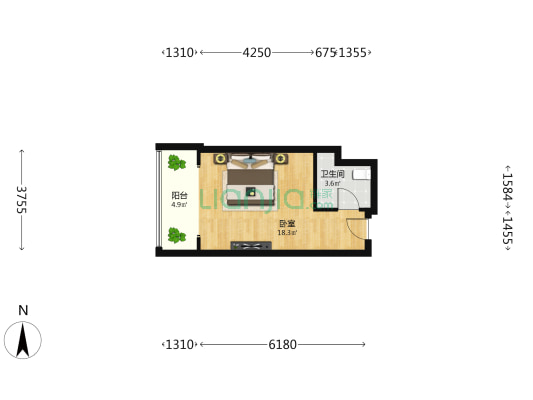 尚美四期 1室0厅1卫 43平方