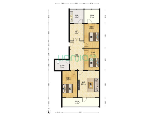 兰州财经大学家属院西区 3室2厅1卫 113平方