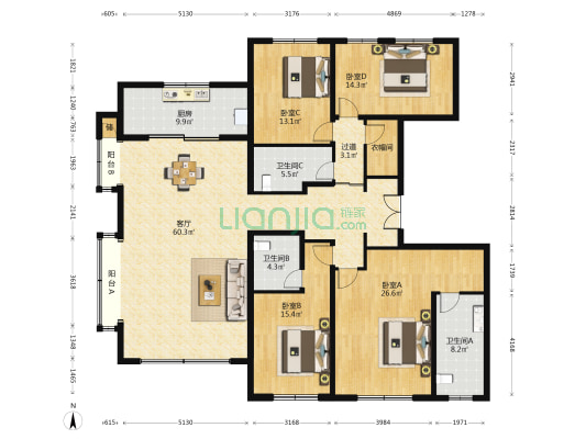 泰禾西府大院 4室1厅3卫 199平方