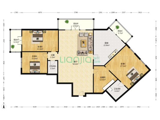 恒润嘉园 3室1厅2卫 233平方