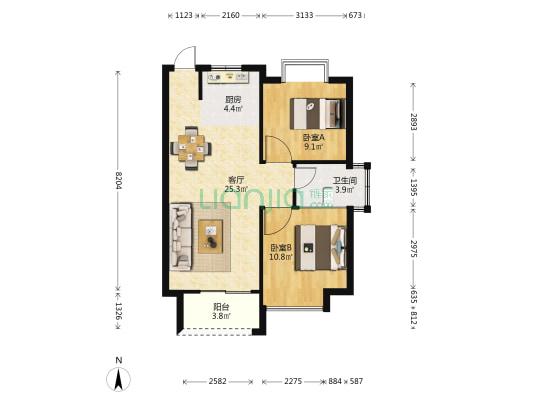楚海苑 2室1厅1卫 74平方
