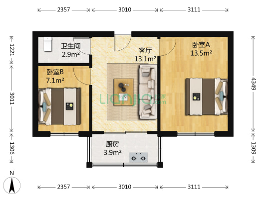 省六建北小区 2室1厅1卫 54平方