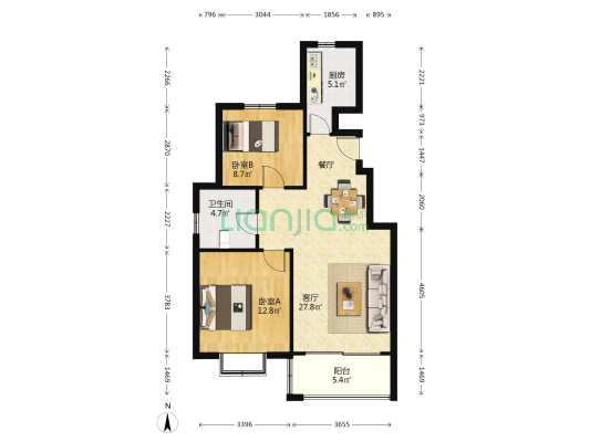 新都名园 2室1厅1卫 82平方